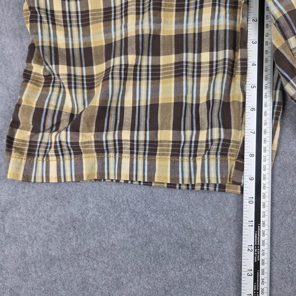IZOD Plaid Shorts Mens 38 Brown Tan Blue Excellent Cotton Flat Front Casual - Picture 5 of 13